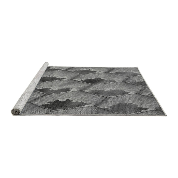 Sideview of Machine Washable Transitional Grey Gray Rug, wshpat162gry