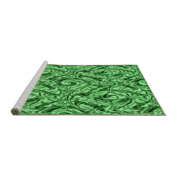 Sideview of Machine Washable Transitional Green Rug, wshpat1623grn