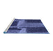 Sideview of Machine Washable Transitional Lapis Blue Rug, wshpat1624blu