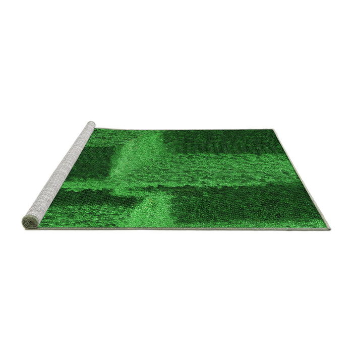 Sideview of Machine Washable Transitional Deep Emerald Green Rug, wshpat1624grn