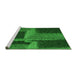 Sideview of Machine Washable Transitional Deep Emerald Green Rug, wshpat1624grn