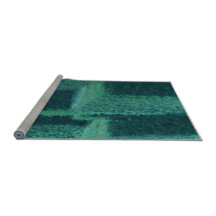 Sideview of Machine Washable Transitional Medium Teal Green Rug, wshpat1624lblu