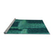 Sideview of Machine Washable Transitional Medium Teal Green Rug, wshpat1624lblu