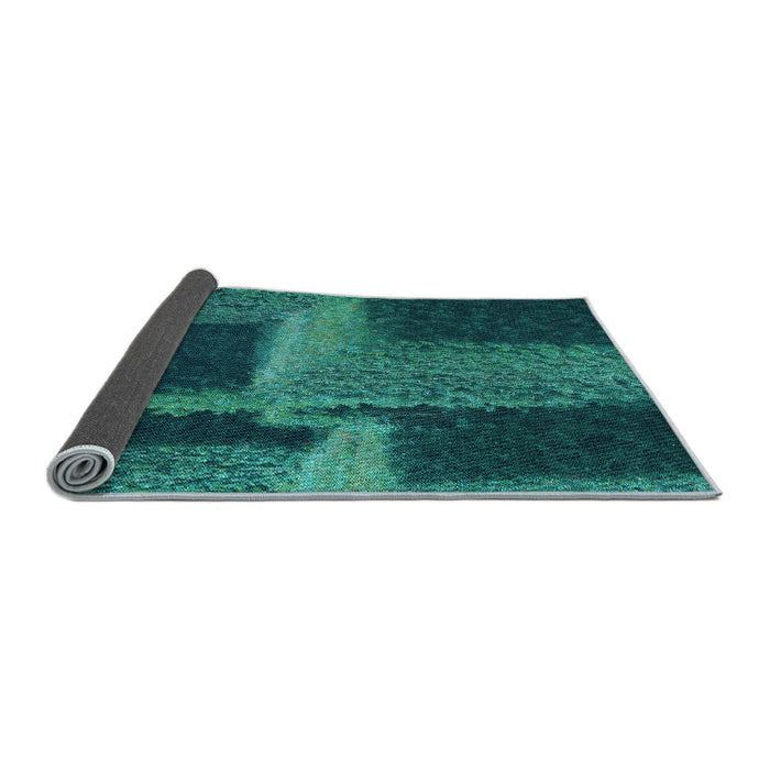 Thickness of Patterned Medium Teal Green Rug, pat1624lblu