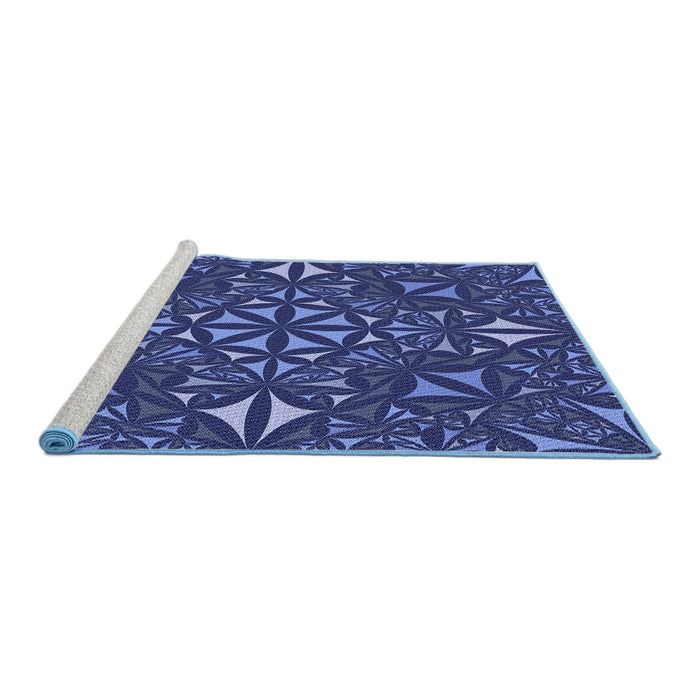 Sideview of Machine Washable Transitional Denim Dark Blue Rug, wshpat1625blu