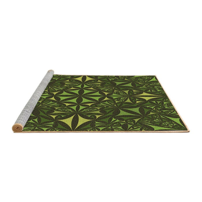 Sideview of Machine Washable Transitional Dark Forest Green Rug, wshpat1625brn