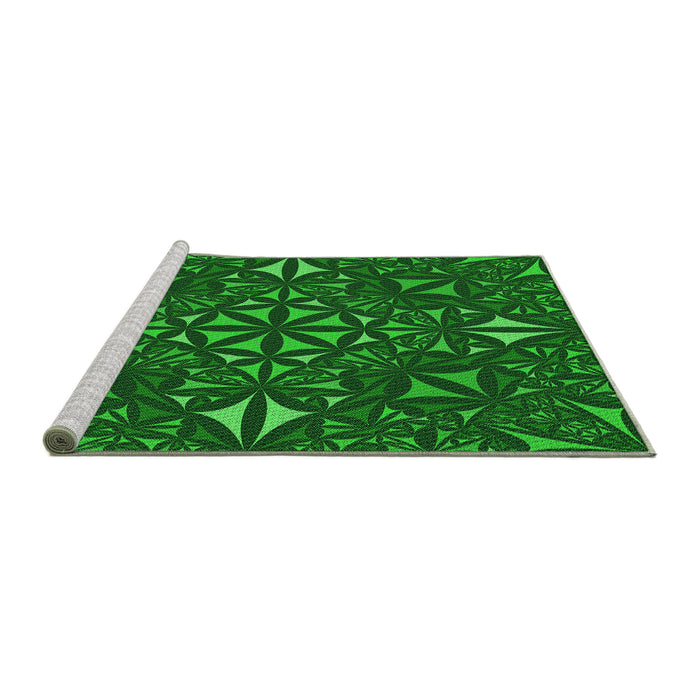 Sideview of Machine Washable Transitional Deep Emerald Green Rug, wshpat1625grn