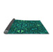 Thickness of Patterned Medium Teal Green Rug, pat1625lblu