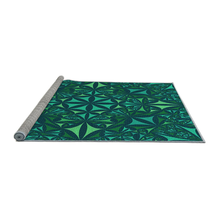 Sideview of Machine Washable Transitional Medium Teal Green Rug, wshpat1625lblu