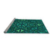 Sideview of Machine Washable Transitional Medium Teal Green Rug, wshpat1625lblu