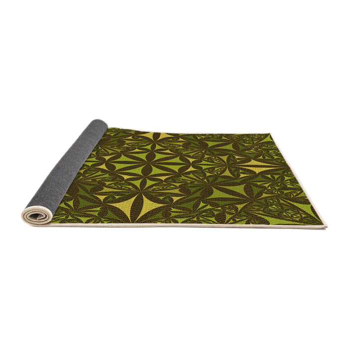 Thickness of Patterned Dark Yellow Green Rug, pat1625org