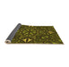 Thickness of Patterned Dark Yellow Green Rug, pat1625org