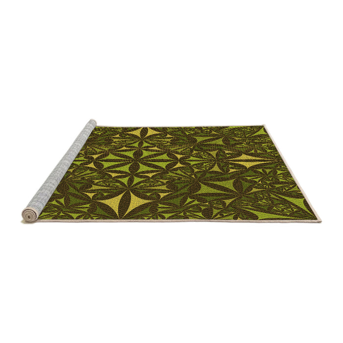 Sideview of Machine Washable Transitional Dark Yellow Green Rug, wshpat1625org