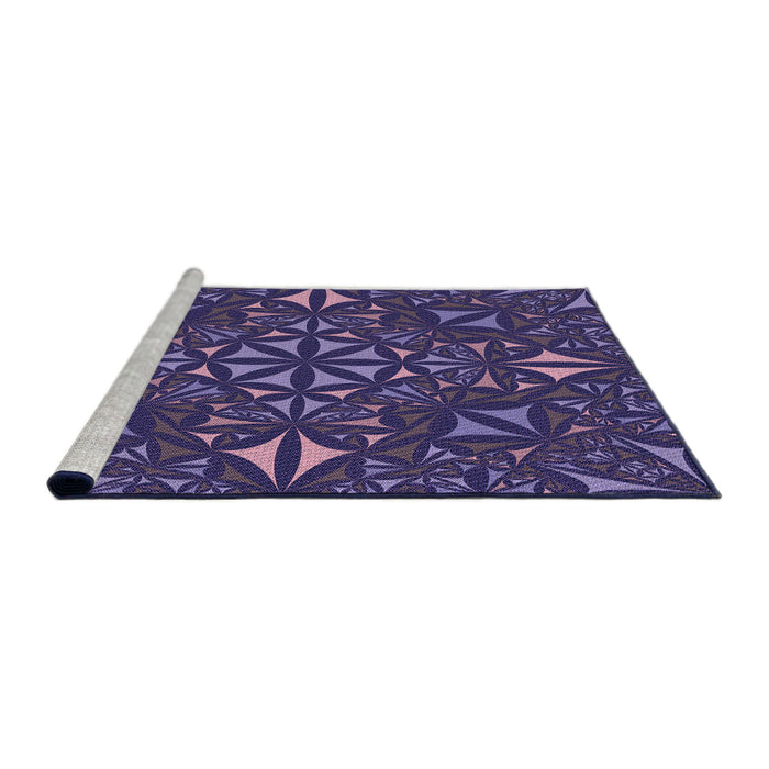 Sideview of Machine Washable Transitional Blue Rug, wshpat1625pur