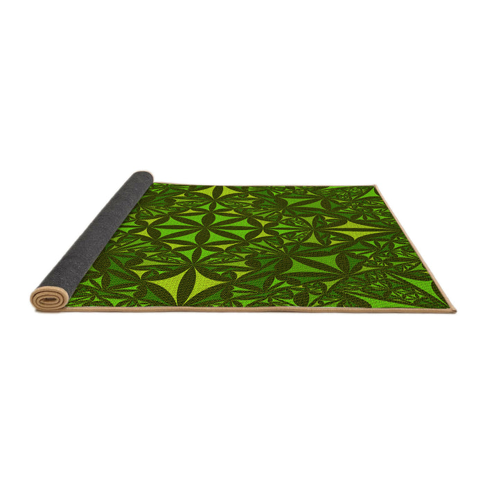 Thickness of Patterned Dark Forest Green Rug, pat1625yw