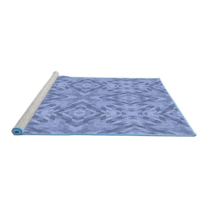 Sideview of Machine Washable Transitional Denim Blue Rug, wshpat1626blu