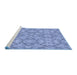 Sideview of Machine Washable Transitional Denim Blue Rug, wshpat1626blu