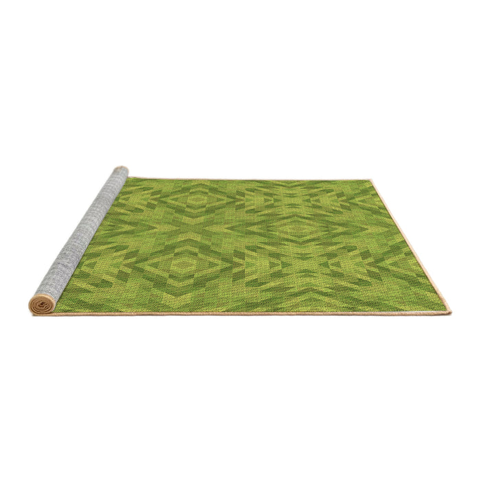 Sideview of Machine Washable Transitional Pistachio Green Rug, wshpat1626brn