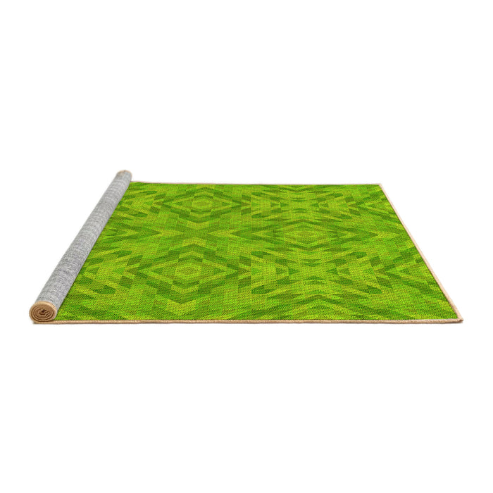 Sideview of Machine Washable Transitional Apple Green Rug, wshpat1626yw