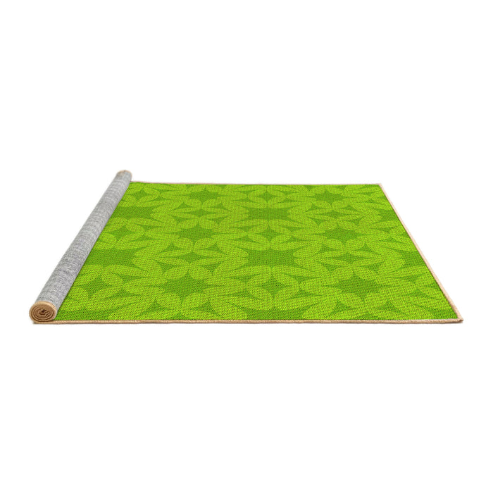 Sideview of Machine Washable Transitional Green Rug, wshpat1627yw