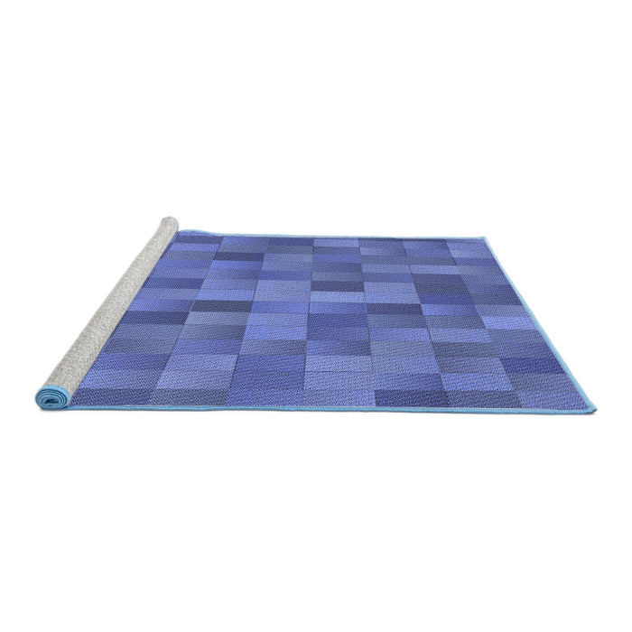 Sideview of Machine Washable Transitional Sky Blue Rug, wshpat1628blu