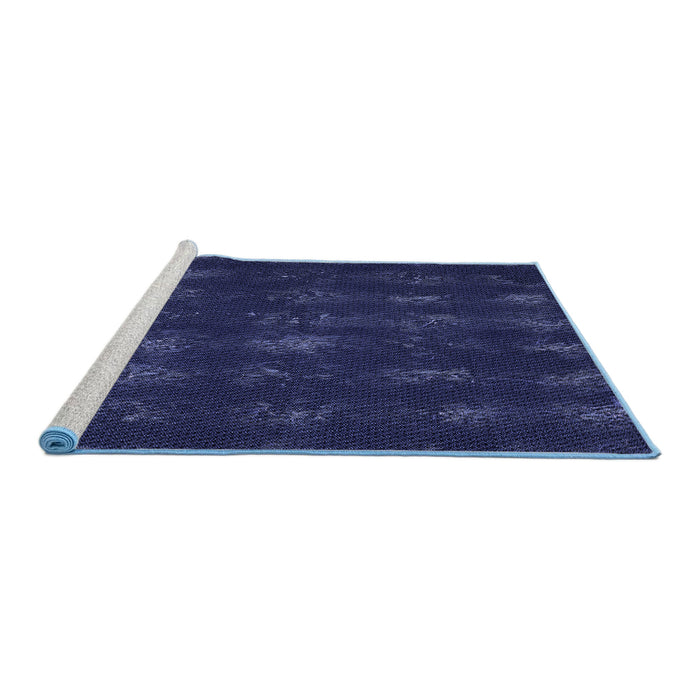 Sideview of Machine Washable Transitional Night Blue Rug, wshpat1629blu