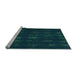 Sideview of Machine Washable Transitional Teal Green Rug, wshpat1629lblu