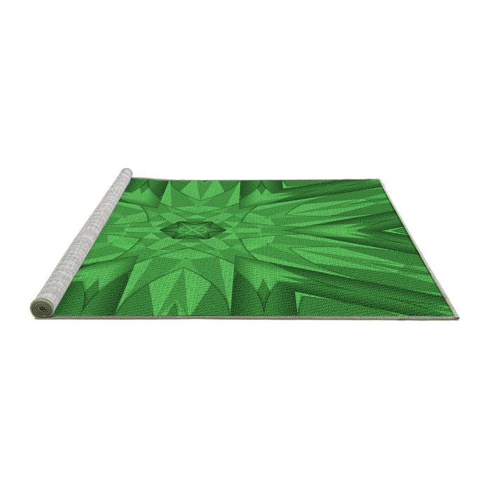 Sideview of Machine Washable Transitional Green Rug, wshpat163grn