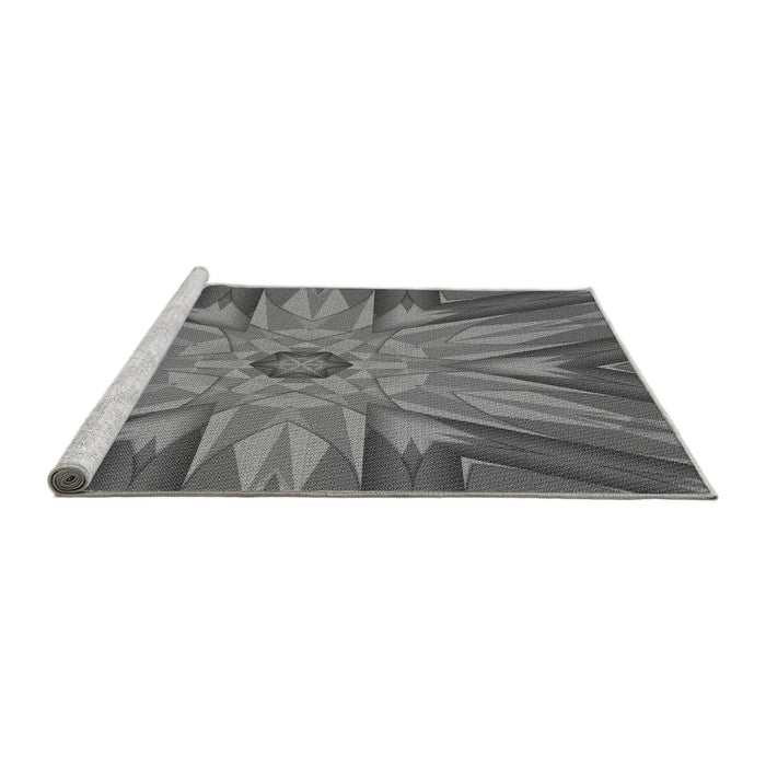Sideview of Machine Washable Transitional Gunmetal Gray Rug, wshpat163gry