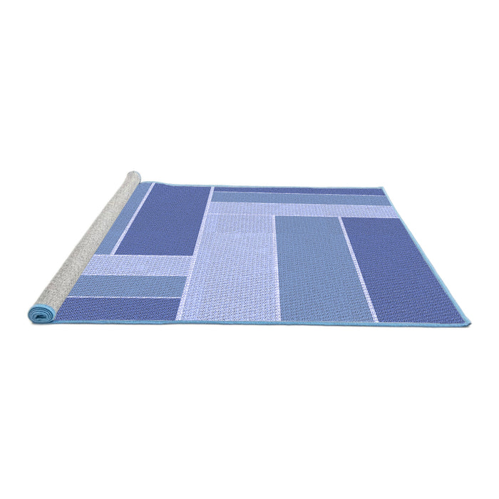 Sideview of Machine Washable Transitional Sky Blue Rug, wshpat1630blu