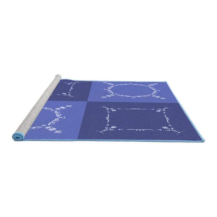 Sideview of Machine Washable Transitional Light Slate Blue Rug, wshpat1631blu