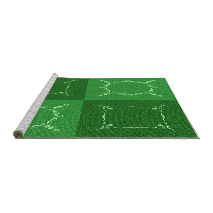 Sideview of Machine Washable Transitional Green Rug, wshpat1631grn
