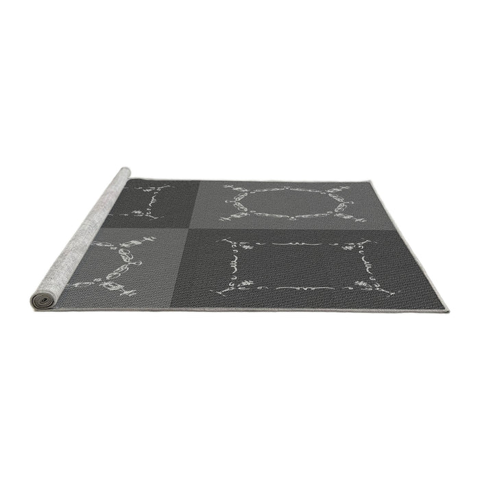 Sideview of Machine Washable Transitional Gray Rug, wshpat1631gry