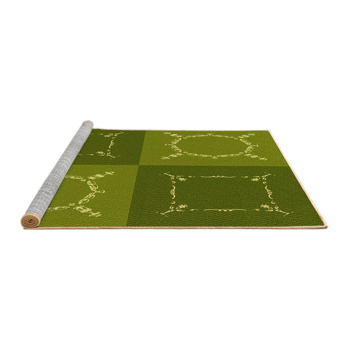 Sideview of Machine Washable Transitional Pistachio Green Rug, wshpat1631yw
