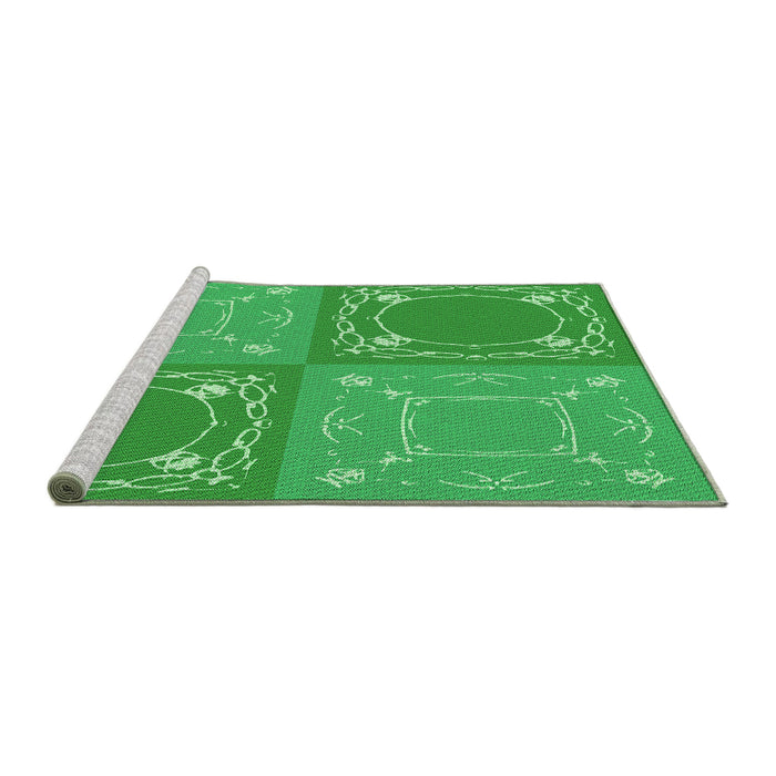 Sideview of Machine Washable Transitional Neon Green Rug, wshpat1632grn