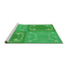 Sideview of Machine Washable Transitional Neon Green Rug, wshpat1632grn