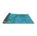 Thickness of Patterned Dark Turquoise Green Rug, pat1632lblu