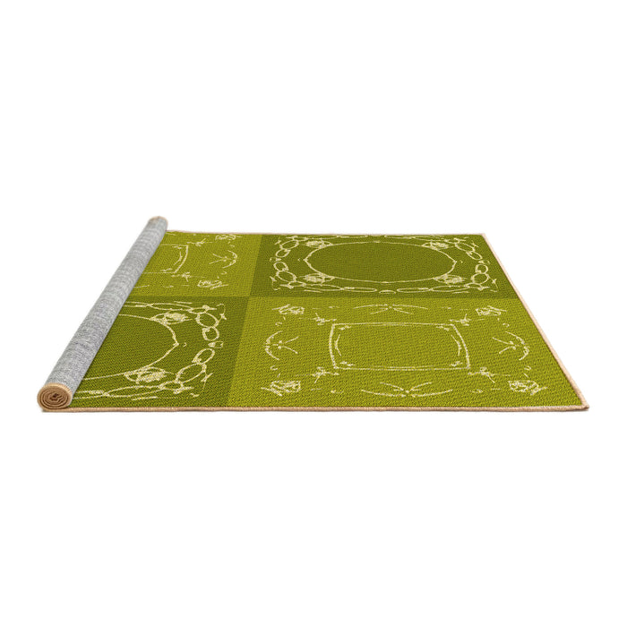 Sideview of Machine Washable Transitional Dark Yellow Green Rug, wshpat1632yw