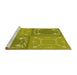 Sideview of Machine Washable Transitional Dark Yellow Green Rug, wshpat1632yw