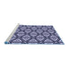 Sideview of Machine Washable Transitional Blue Rug, wshpat1633blu