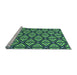 Sideview of Machine Washable Transitional Deep Teal Green Rug, wshpat1633lblu