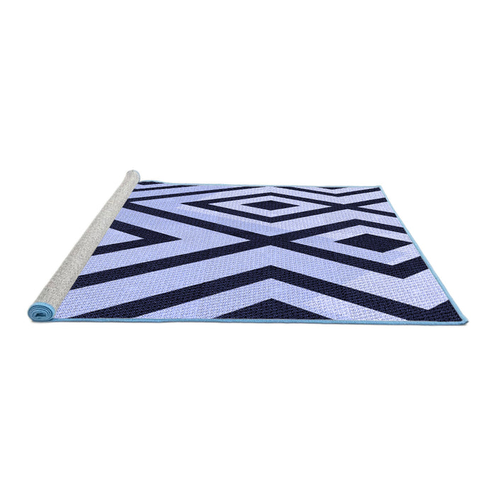 Sideview of Machine Washable Transitional Blue Rug, wshpat1634blu