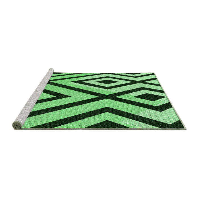 Sideview of Machine Washable Transitional Deep Emerald Green Rug, wshpat1634grn