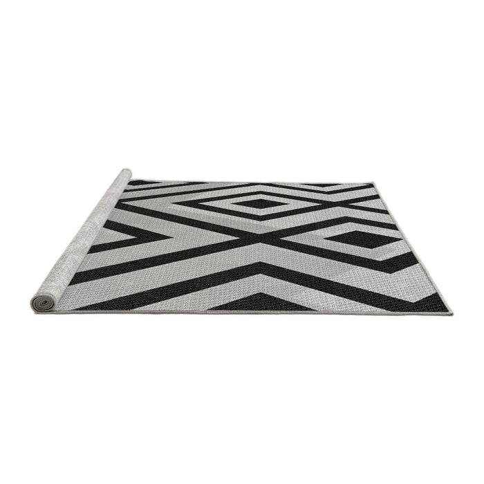 Sideview of Machine Washable Transitional Platinum Silver Gray Rug, wshpat1634gry