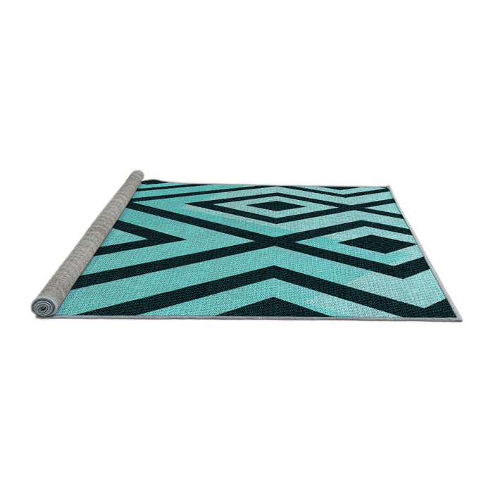 Sideview of Machine Washable Transitional Medium Teal Green Rug, wshpat1634lblu