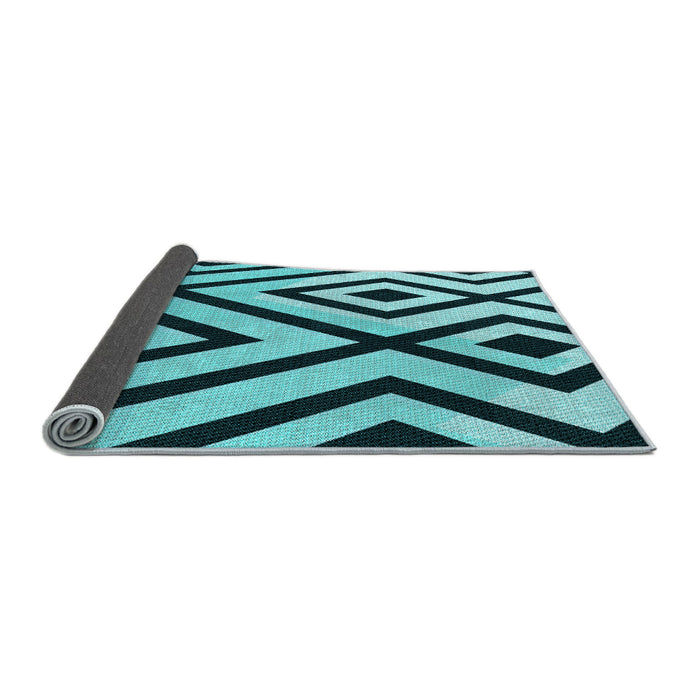 Thickness of Patterned Medium Teal Green Rug, pat1634lblu