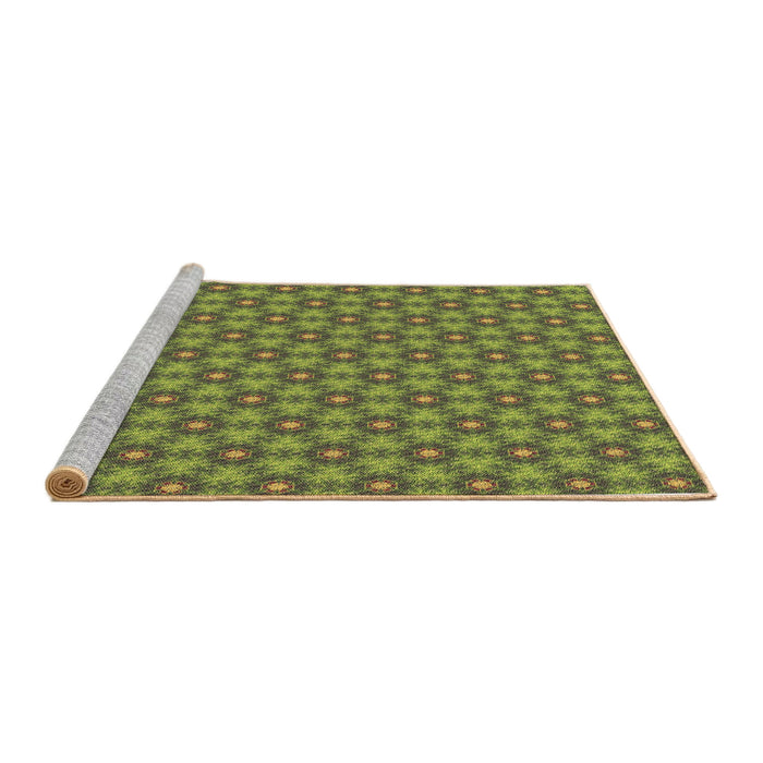 Sideview of Machine Washable Transitional Pistachio Green Rug, wshpat1635brn