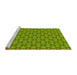 Sideview of Machine Washable Transitional Green Rug, wshpat1635yw