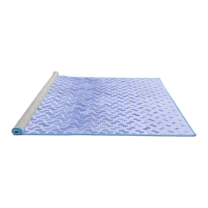Sideview of Machine Washable Transitional Sky Blue Rug, wshpat1636blu
