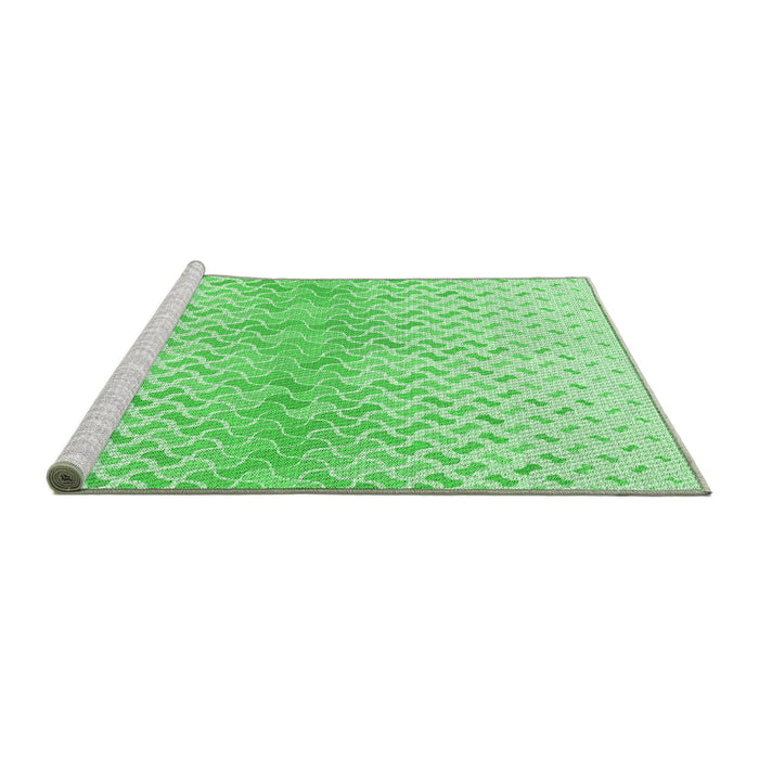 Sideview of Machine Washable Transitional Green Rug, wshpat1636grn